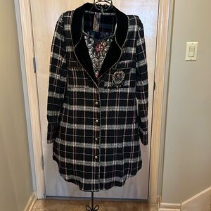 Aratta Plaid Tunic with Floral Accent